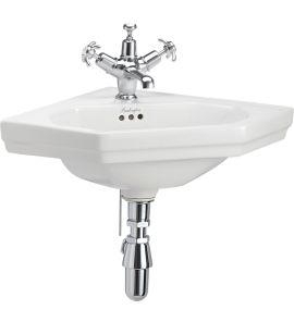 Burlington Corner Cloakroom Umywalka narożna 43x43 cm jednootworowa biała B10