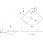 Burlington Corner Cloakroom Umywalka narożna 43x43 cm jednootworowa biała B10