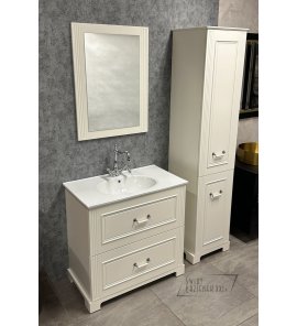       Krofam Oxford Zestaw Umywalka 80x46 + Szafka podumywalkowa + Szafka wysoka 40x190 + Lustro 60x80 biały ZESTAWOXFORD