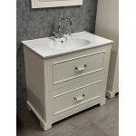       Krofam Oxford Zestaw Umywalka 80x46 + Szafka podumywalkowa + Szafka wysoka 40x190 + Lustro 60x80 biały ZESTAWOXFORD