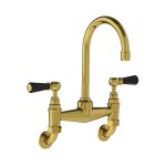 Lefroy Brooks Classic Bateria umywalkowa 2-otworowa ścienna Polished Brass BL9008PB