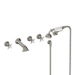 Lefroy Brooks Classic Bateria wannowa 5-otworowa ścienna z zestawem prysznicowym oraz uchwytem Silver Nickel LB1247NK