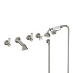 Lefroy Brooks Classic Bateria wannowa 5-otworowa ścienna z zestawem prysznicowym oraz uchwytem Silver Nickel WL1247NK