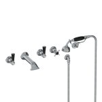 Lefroy Brooks Classic Bateria wannowa 5-otworowa ścienna z zestawem prysznicowym oraz uchwytem Chrom BL1247CP