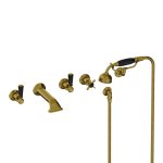 Lefroy Brooks Classic Bateria wannowa 5-otworowa ścienna z zestawem prysznicowym oraz uchwytem Antique Gold BL1247AG