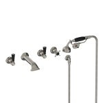 Lefroy Brooks Classic Bateria wannowa 5-otworowa ścienna z zestawem prysznicowym oraz uchwytem Silver Nickel BL1247NK