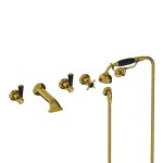 Lefroy Brooks Classic Bateria wannowa 5-otworowa ścienna z zestawem prysznicowym oraz uchwytem Polished Brass BL1247PB