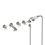 Lefroy Brooks Classic Bateria wannowa 5-otworowa ścienna z zestawem prysznicowym oraz uchwytem Silver Nickel CH1247NK