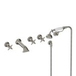 Lefroy Brooks Classic Bateria wannowa 5-otworowa ścienna z zestawem prysznicowym oraz uchwytem Silver Nickel LS1247NK