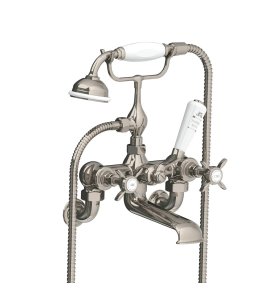 Lefroy Brooks Classic Bateria wannowa ścienna z zestawem prysznicowym Silver Nickel LB1166NK