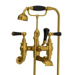 Lefroy Brooks Classic Bateria wannowa ścienna z zestawem prysznicowym Antique Gold BL1166AG
