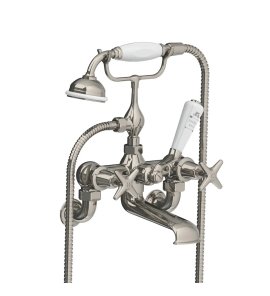 Lefroy Brooks Classic Bateria wannowa ścienna z zestawem prysznicowym Silver Nickel LS1166NK