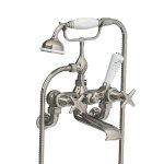 Lefroy Brooks Classic Bateria wannowa ścienna z zestawem prysznicowym Silver Nickel LS1166NK