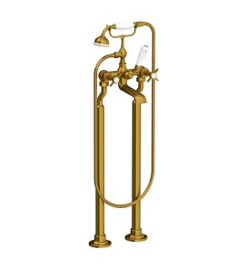 Lefroy Brooks Classic Bateria wannowa wolnostojąca z zestawem prysznicowym Antique Gold LB1144AG