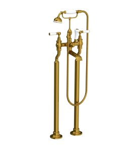 Lefroy Brooks Classic Bateria wannowa wolnostojąca z zestawem prysznicowym Antique Gold WL1144AG