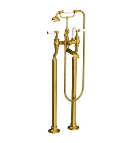 Lefroy Brooks Classic Bateria wannowa wolnostojąca z zestawem prysznicowym Polished Brass WL1144PB