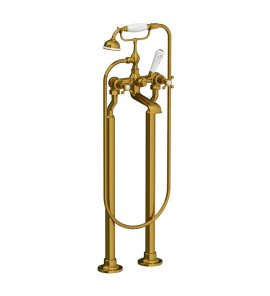 Lefroy Brooks Classic Bateria wannowa wolnostojąca z zestawem prysznicowym Antique Gold CH1144AG