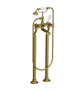 Lefroy Brooks Classic Bateria wannowa wolnostojąca z zestawem prysznicowym Antique Gold LS1144AG