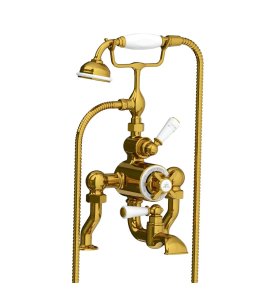 Lefroy Brooks Classic Bateria wannowa termostatyczna 2-otworowa z zestawem prysznicowym Polished Brass DM/GD8823PB