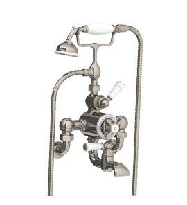 Lefroy Brooks Classic Bateria wannowa termostatyczna 2-otworowa ścienna z zestawem prysznicowym Silver Nickel WM/GD8823NK