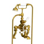 Lefroy Brooks Classic Bateria wannowa termostatyczna 2-otworowa ścienna z zestawem prysznicowym Polished Brass WM/GD8823PB