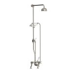 Lefroy Brooks Classic Bateria wannowa 2-otworowa z deszczownicą Ø 129 mm oraz z zestawem prysznicowym Silver Nickel LB1700NK