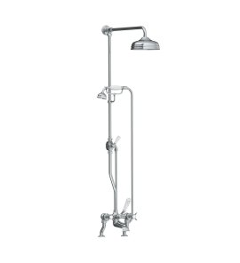 Lefroy Brooks Classic Bateria wannowa 2-otworowa z deszczownicą Ø 200 mm oraz z zestawem prysznicowym Chrom LB1701CP