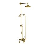 Lefroy Brooks Classic Bateria wannowa 2-otworowa z deszczownicą Ø 200 mm oraz z zestawem prysznicowym Antique Gold LB1701AG