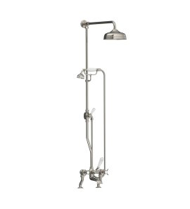 Lefroy Brooks Classic Bateria wannowa 2-otworowa z deszczownicą Ø 200 mm oraz z zestawem prysznicowym Silver Nickel LB1701NK