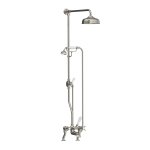 Lefroy Brooks Classic Bateria wannowa 2-otworowa z deszczownicą Ø 200 mm oraz z zestawem prysznicowym Silver Nickel LB1701NK