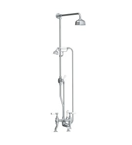 Lefroy Brooks Classic Bateria wannowa 2-otworowa z deszczownicą Ø 129 mm oraz z zestawem prysznicowym Chrom WL1700CP