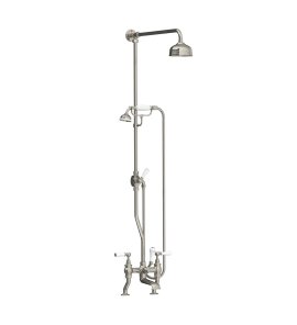 Lefroy Brooks Classic Bateria wannowa 2-otworowa z deszczownicą Ø 200 mm oraz z zestawem prysznicowym Silver Nickel WL1701NK