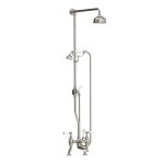 Lefroy Brooks Classic Bateria wannowa 2-otworowa z deszczownicą Ø 129 mm oraz z zestawem prysznicowym Silver Nickel WL1700NK