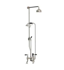 Lefroy Brooks Classic Bateria wannowa 2-otworowa z deszczownicą Ø 200 mm oraz z zestawem prysznicowym Silver Nickel BL1701NK