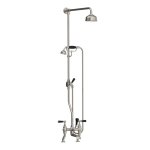 Lefroy Brooks Classic Bateria wannowa 2-otworowa z deszczownicą Ø 200 mm oraz z zestawem prysznicowym Silver Nickel BL1701NK