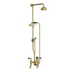 Lefroy Brooks Classic Bateria wannowa 2-otworowa z deszczownicą Ø 200 mm oraz z zestawem prysznicowym Polished Brass BL1701PB
