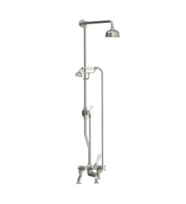 Lefroy Brooks Classic Bateria wannowa 2-otworowa z deszczownicą Ø 200 mm oraz z zestawem prysznicowym Silver Nickel CH1701NK