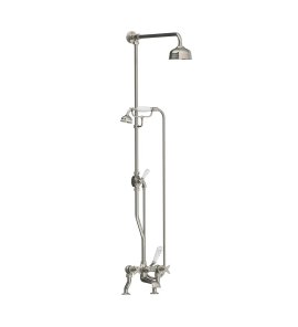 Lefroy Brooks Classic Bateria wannowa 2-otworowa z deszczownicą Ø 200 mm oraz z zestawem prysznicowym Silver Nickel LS1701NK