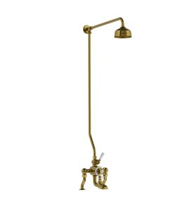 Lefroy Brooks Classic Bateria wannowa 2-otworowa z deszczownicą Ø 129 mm Antique Gold DMGD8821AG