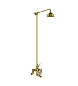 Lefroy Brooks Classic Bateria wannowa termostatyczna 2-otworowa ścienna z deszczownicą Ø 129 mm Polished Brass WMGD8821PB