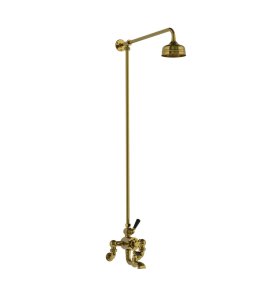 Lefroy Brooks Classic Bateria wannowa termostatyczna 2-otworowa ścienna z deszczownicą Ø 129 mm Antique Gold WMBL8821AG