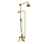 Lefroy Brooks Classic Bateria wannowa termostatyczna 2-otworowa z deszczownicą Ø 200 mm i zestawem prysznicowym Polished Brass DMGD8825PB