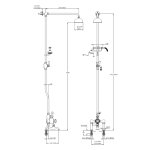 Lefroy Brooks Classic Bateria wannowa termostatyczna 2-otworowa z deszczownicą Ø 200 mm i zestawem prysznicowym Antique Gold DMGD8825AG