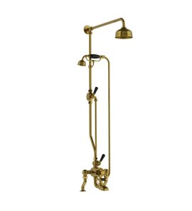 Lefroy Brooks Classic Bateria wannowa termostatyczna 2-otworowa z deszczownicą Ø 129 mm i zestawem prysznicowym Antique Gold DMBL8824AG