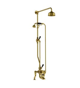 Lefroy Brooks Classic Bateria wannowa termostatyczna 2-otworowa z deszczownicą Ø 129 mm i zestawem prysznicowym Polished Brass DMBL8824PB