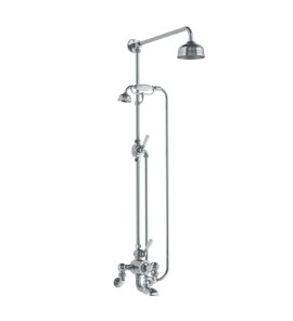 Lefroy Brooks Classic Bateria wannowa termostatyczna 2-otworowa ścienna z deszczownicą Ø 129 mm i zestawem prysznicowym Chrom WMGD8824CP
