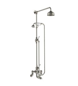 Lefroy Brooks Classic Bateria wannowa termostatyczna 2-otworowa ścienna z deszczownicą Ø 129 mm i zestawem prysznicowym Silver Nickel WMGD8824NK
