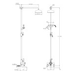 Lefroy Brooks Classic Bateria wannowa termostatyczna 2-otworowa ścienna z deszczownicą Ø 200 mm i zestawem prysznicowym Chrom WMGD8825CP