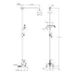 Lefroy Brooks Classic Bateria wannowa termostatyczna 2-otworowa ścienna z deszczownicą Ø 200 mm i zestawem prysznicowym Antique Gold WMBL8825AG
