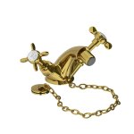 Lefroy Brooks Classic Bateria bidetowa z korkiem na łańcuszku Polished Brass LBS1199PB